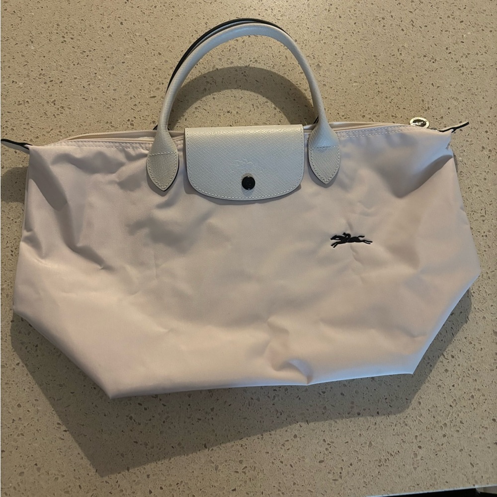 Longchamp Light Cream Tote with Black Accents